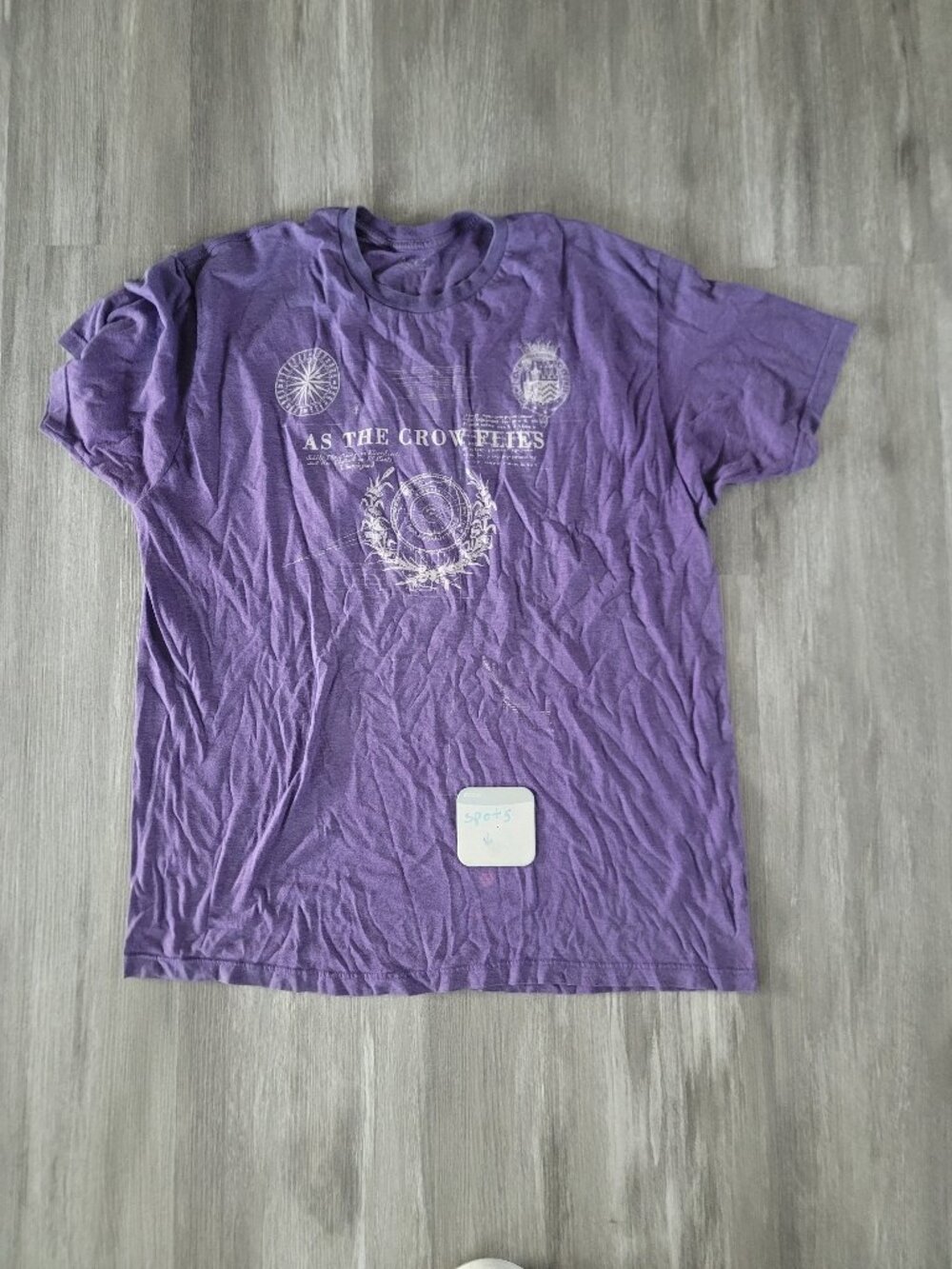 Mens purple and white Apt. 9 "As The Crow Flies" T shirt - size XL